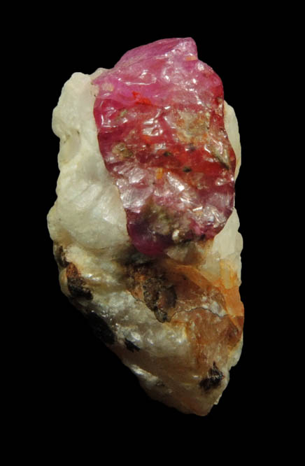 Corundum var. Ruby in marble from Mogok District, 115 km NNE of Mandalay, Mandalay Division, Myanmar (Burma)