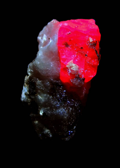 Corundum var. Ruby in marble from Mogok District, 115 km NNE of Mandalay, Mandalay Division, Myanmar (Burma)