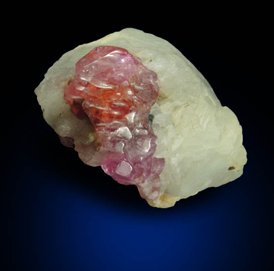 Corundum var. Ruby in marble from Mogok District, 115 km NNE of Mandalay, Mandalay Division, Myanmar (Burma)