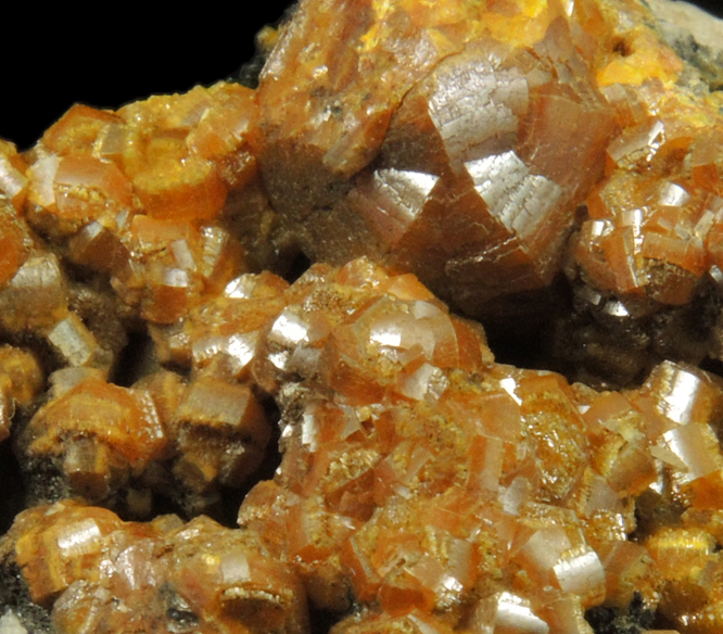 Mimetite var. Campylite with Psilomelane on Barite from Drygill Mine, Caldbeck Fells, Cumberland, England