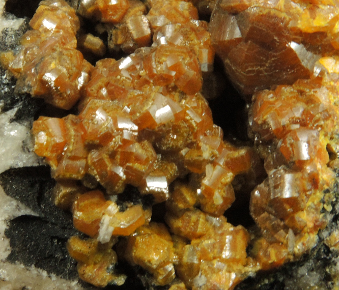 Mimetite var. Campylite with Psilomelane on Barite from Drygill Mine, Caldbeck Fells, Cumberland, England