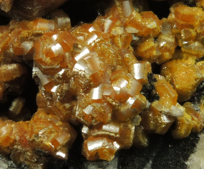 Mimetite var. Campylite with Psilomelane on Barite from Drygill Mine, Caldbeck Fells, Cumberland, England