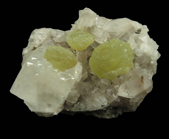 Prehnite, Calcite, Quartz from Lane's Quarry, Westfield, Hampden County, Massachusetts