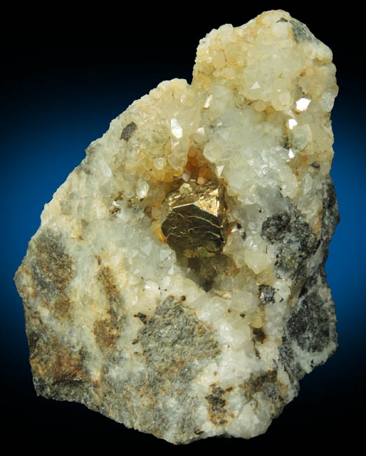 Pyrite on Quartz from Thomaston Dam Railroad Cut, Thomaston, Litchfield County, Connecticut