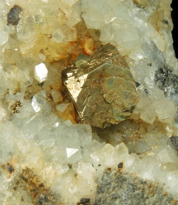 Pyrite on Quartz from Thomaston Dam Railroad Cut, Thomaston, Litchfield County, Connecticut