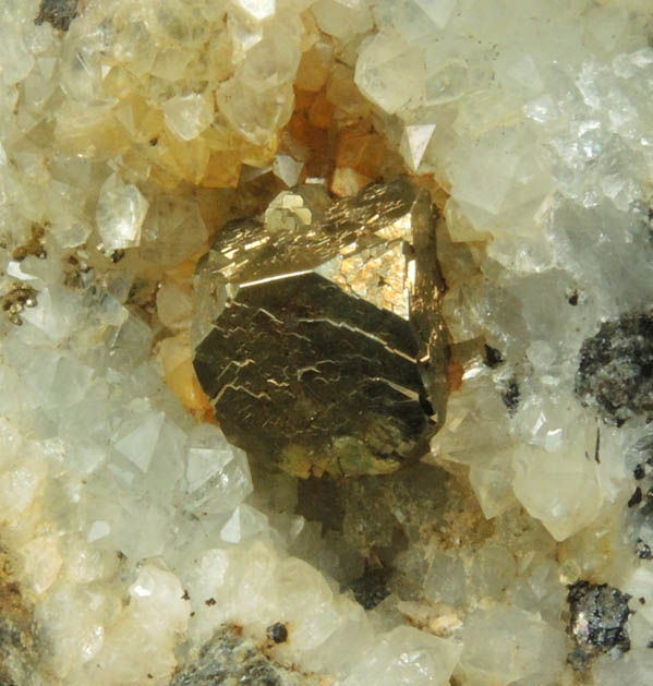 Pyrite on Quartz from Thomaston Dam Railroad Cut, Thomaston, Litchfield County, Connecticut
