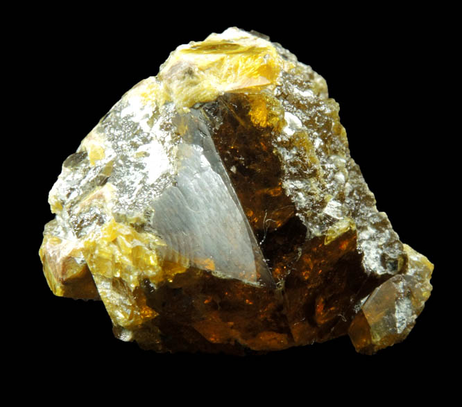 Sphalerite (yellow twinned gem-grade crystals) from ZCA Pierrepont Mine, Pierrepont, St. Lawrence County, New York