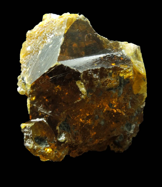 Sphalerite (yellow twinned gem-grade crystals) from ZCA Pierrepont Mine, Pierrepont, St. Lawrence County, New York