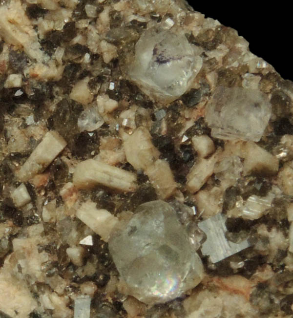 Fluorite on Microcline and Smoky Quartz from Gilman Notch, Ossipee Mountains, Carroll County, New Hampshire