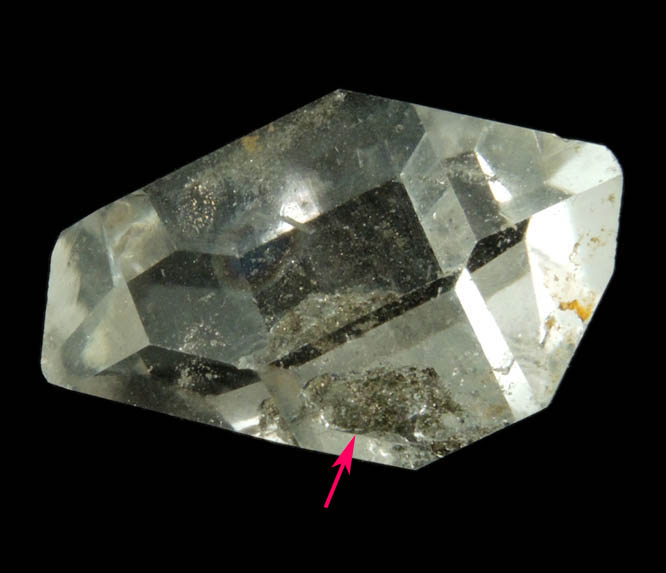 Quartz var. Herkimer Diamond with moveable crystal inclusion from Hickory Hill Diamond Diggings, Fonda, Montgomery County, New York