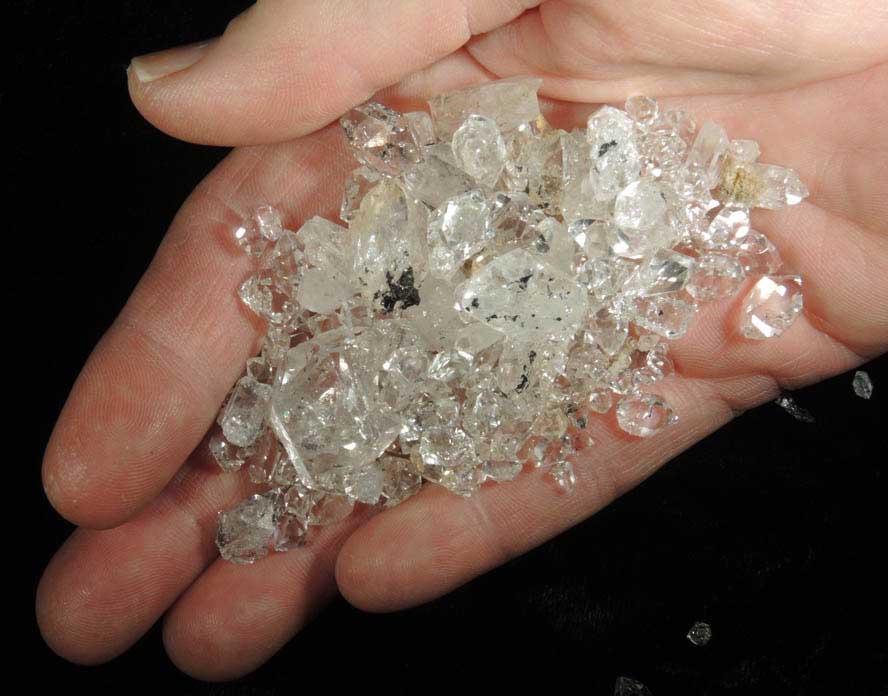 Quartz var. Herkimer Diamonds (200+ crystals collected in a single pocket) from Hickory Hill Diamond Diggings, Fonda, Montgomery County, New York