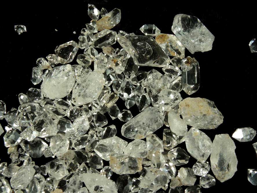 Quartz var. Herkimer Diamonds (200+ crystals collected in a single pocket) from Hickory Hill Diamond Diggings, Fonda, Montgomery County, New York