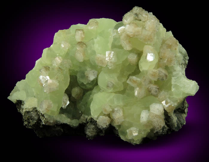 Heulandite on Prehnite from Upper New Street Quarry, Paterson, Passaic County, New Jersey