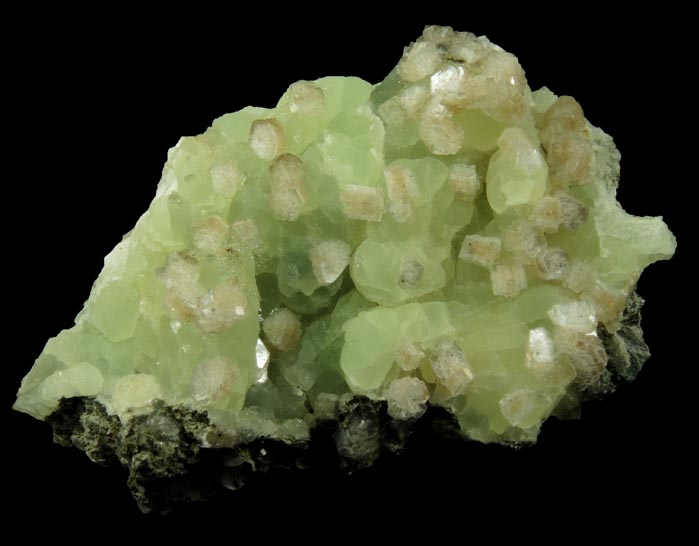 Heulandite on Prehnite from Upper New Street Quarry, Paterson, Passaic County, New Jersey