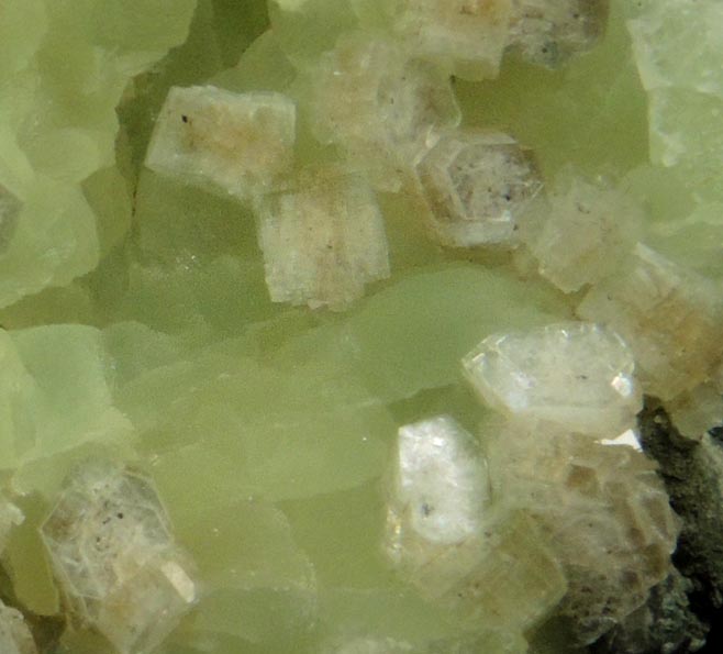 Heulandite on Prehnite from Upper New Street Quarry, Paterson, Passaic County, New Jersey