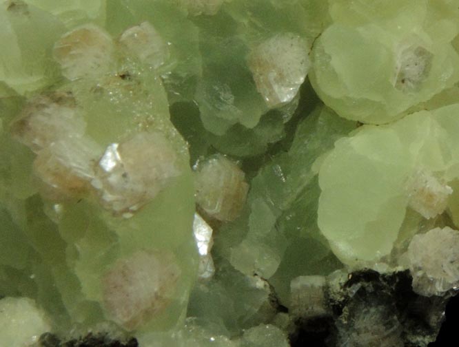 Heulandite on Prehnite from Upper New Street Quarry, Paterson, Passaic County, New Jersey