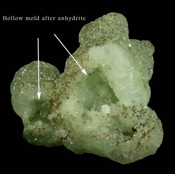 Prehnite pseudomorphs after Anhydrite from Upper New Street Quarry, Paterson, Passaic County, New Jersey