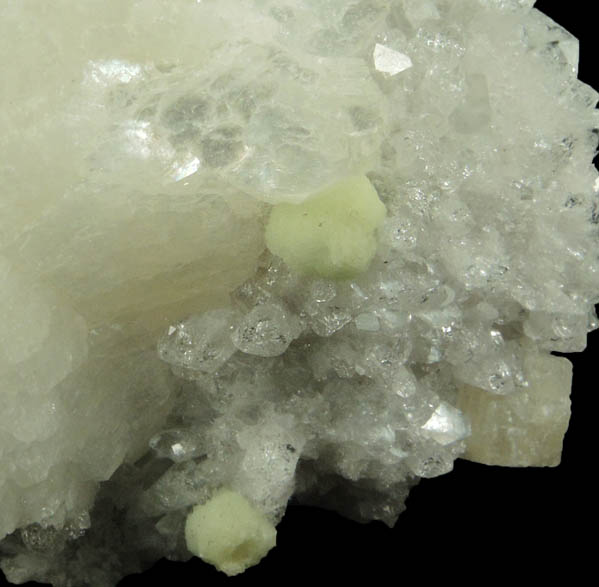 Heulandite over Prehnite and Quartz from Upper New Street Quarry, Paterson, Passaic County, New Jersey