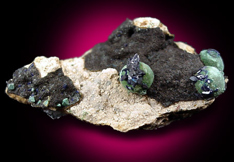 Azurite on Malachite from Ray Mine, Mineral Creek District, Pinal County, Arizona