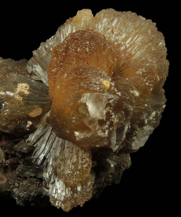 Stilbite with Calcite from Upper New Street Quarry, Paterson, Passaic County, New Jersey