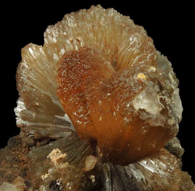 Stilbite with Calcite from Upper New Street Quarry, Paterson, Passaic County, New Jersey