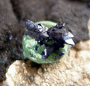 Azurite on Malachite from Ray Mine, Mineral Creek District, Pinal County, Arizona