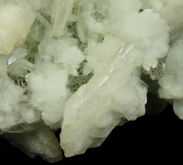 Stilbite on Prehnite from Upper New Street Quarry, Paterson, Passaic County, New Jersey