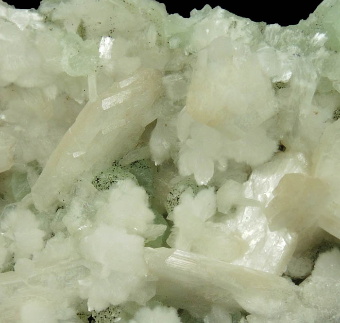 Stilbite on Prehnite from Upper New Street Quarry, Paterson, Passaic County, New Jersey