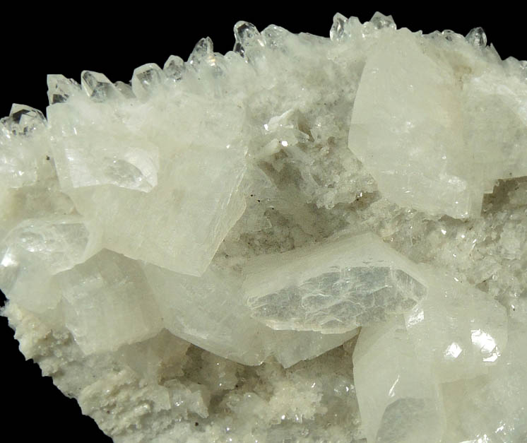 Heulandite on Quartz with Prehnite from Upper New Street Quarry, Paterson, Passaic County, New Jersey