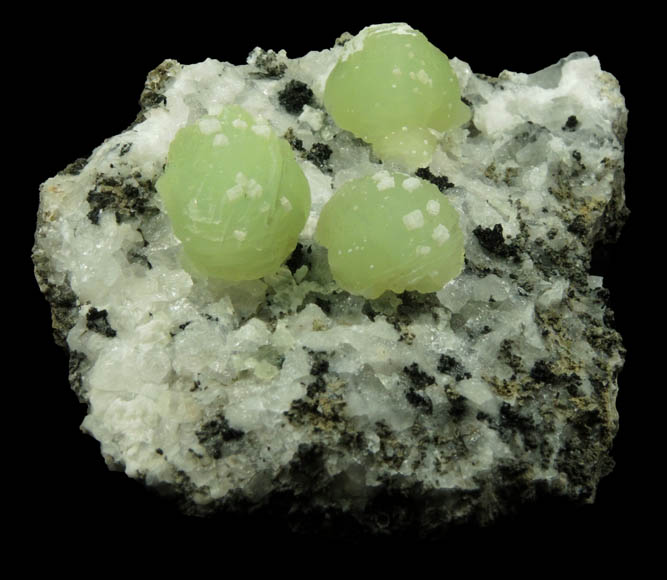 Prehnite and Babingtonite in Calcite from Upper New Street Quarry, Paterson, Passaic County, New Jersey