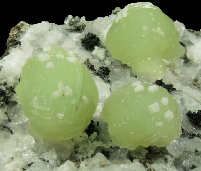 Prehnite and Babingtonite in Calcite from Upper New Street Quarry, Paterson, Passaic County, New Jersey