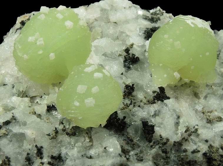 Prehnite and Babingtonite in Calcite from Upper New Street Quarry, Paterson, Passaic County, New Jersey