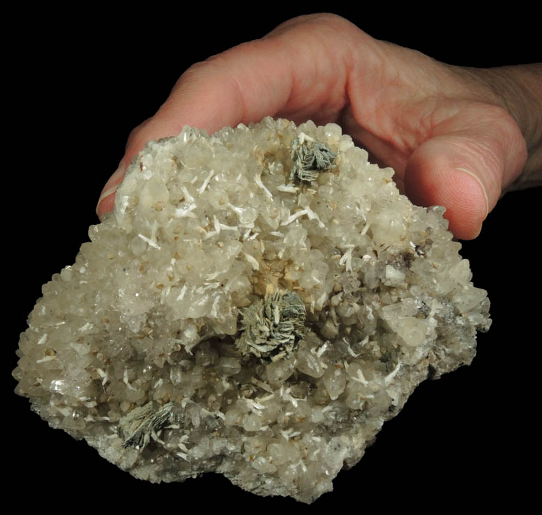 Babingtonite and Laumontite on Calcite from Upper New Street Quarry, Paterson, Passaic County, New Jersey