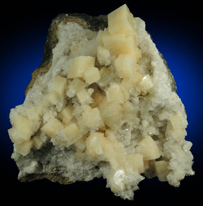 Chabazite, Heulandite, Prehnite on Quartz with pseudomorphic molds after Anhydrite from Upper New Street Quarry, Paterson, Passaic County, New Jersey