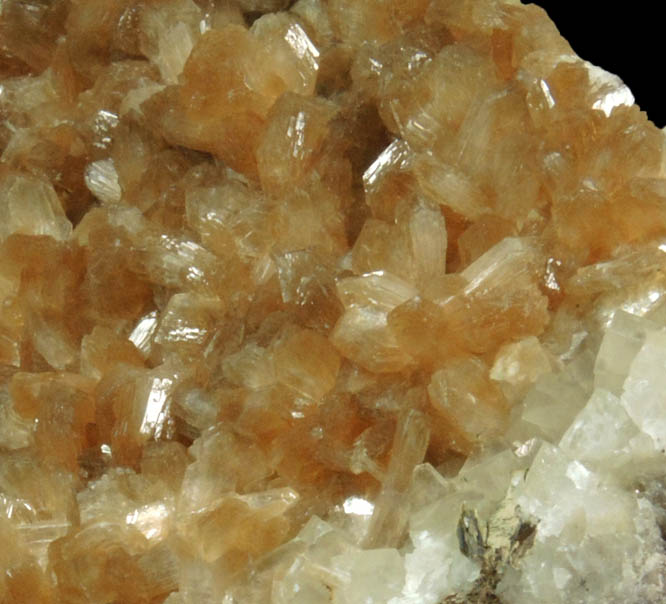 Stilbite over Calcite from Upper New Street Quarry, Paterson, Passaic County, New Jersey