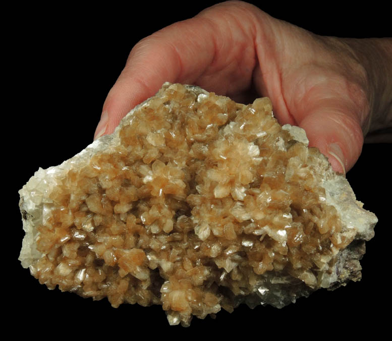 Stilbite over Calcite from Upper New Street Quarry, Paterson, Passaic County, New Jersey