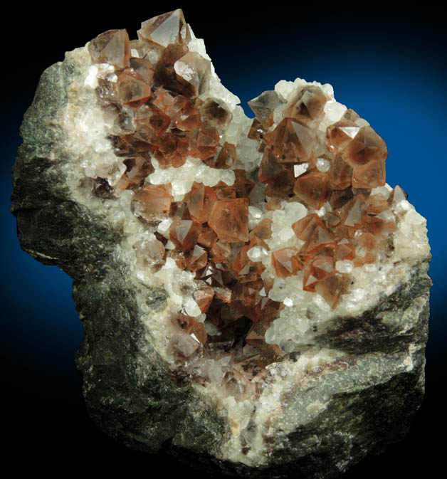 Quartz with Hematite coating over Calcite from Upper New Street Quarry, Paterson, Passaic County, New Jersey