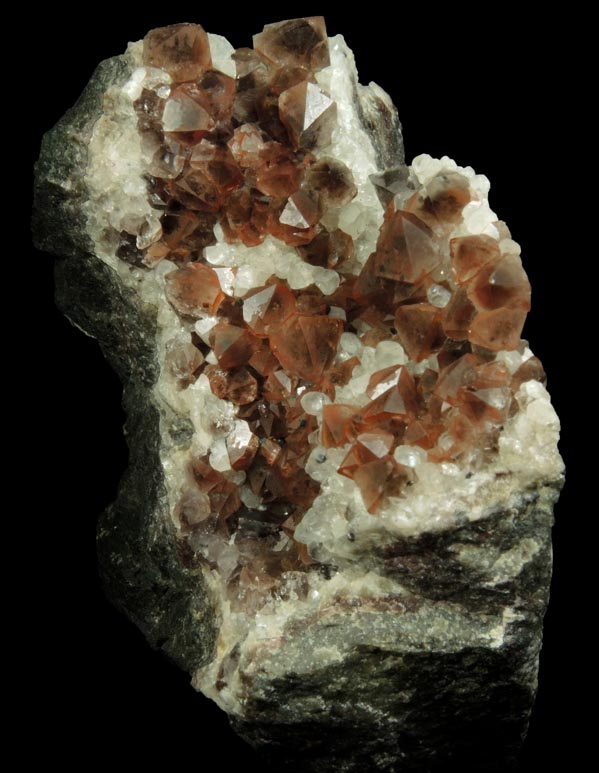 Quartz with Hematite coating over Calcite from Upper New Street Quarry, Paterson, Passaic County, New Jersey