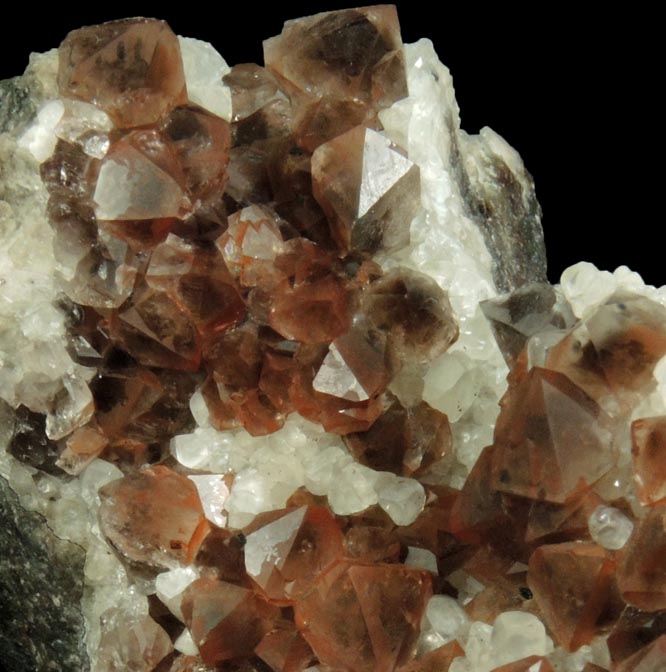 Quartz with Hematite coating over Calcite from Upper New Street Quarry, Paterson, Passaic County, New Jersey