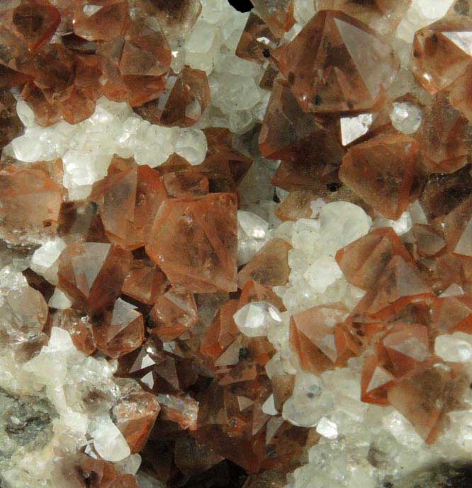 Quartz with Hematite coating over Calcite from Upper New Street Quarry, Paterson, Passaic County, New Jersey