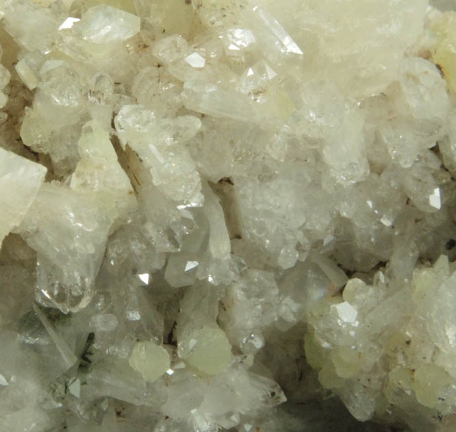 Heulandite, Prehnite Calcite on Quartz with pseudomorphic molds after Anhydrite from Upper New Street Quarry, Paterson, Passaic County, New Jersey