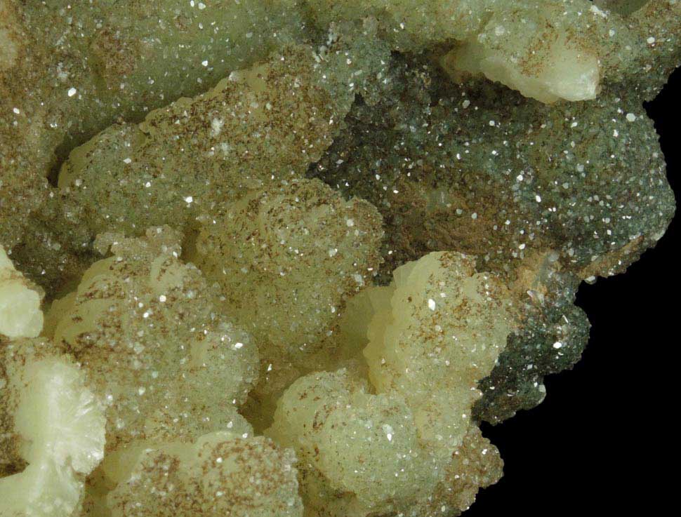 Apophyllite on Prehnite pseudomorphs after Anhydrite from Millington Quarry, Bernards Township, Somerset County, New Jersey