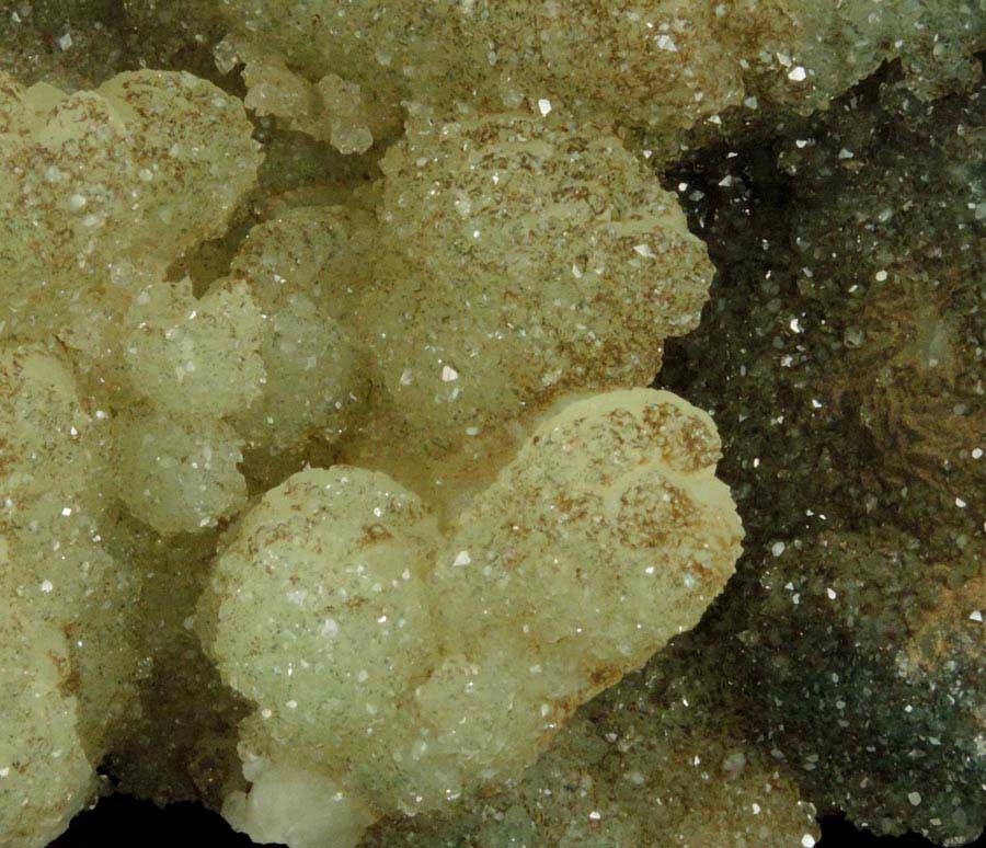 Apophyllite on Prehnite pseudomorphs after Anhydrite from Millington Quarry, Bernards Township, Somerset County, New Jersey