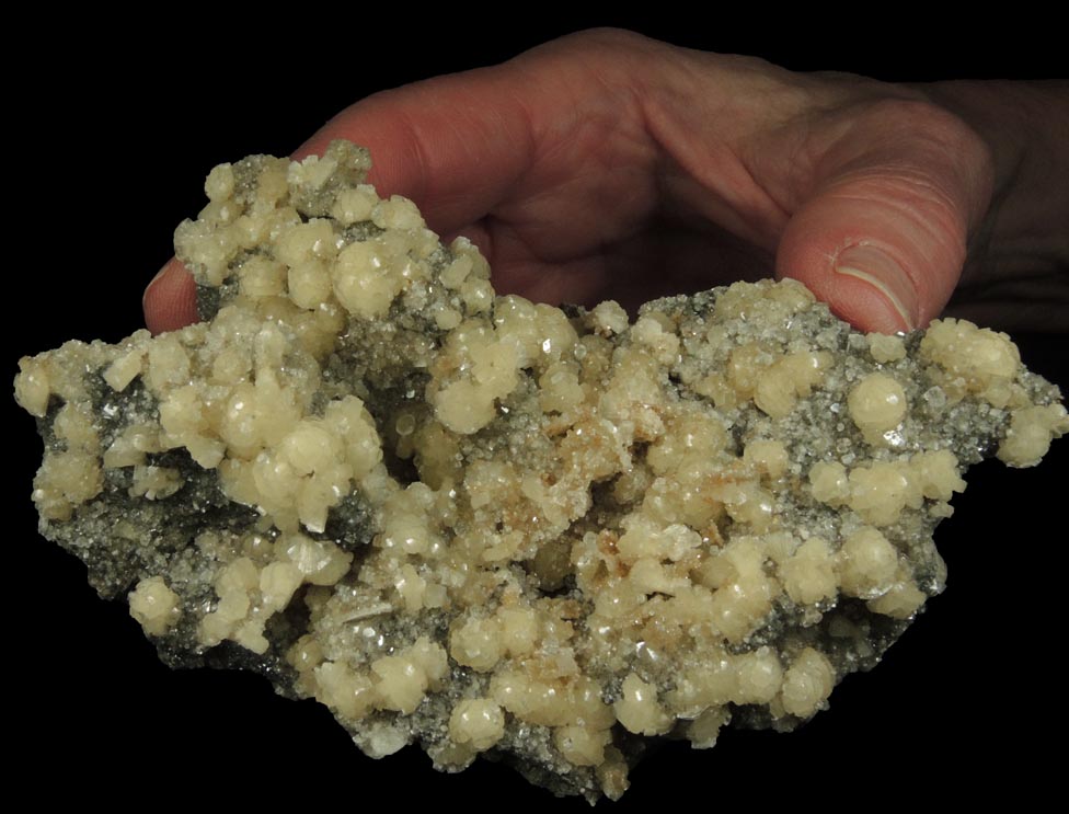 Stilbite over Calcite from Millington Quarry, Bernards Township, Somerset County, New Jersey