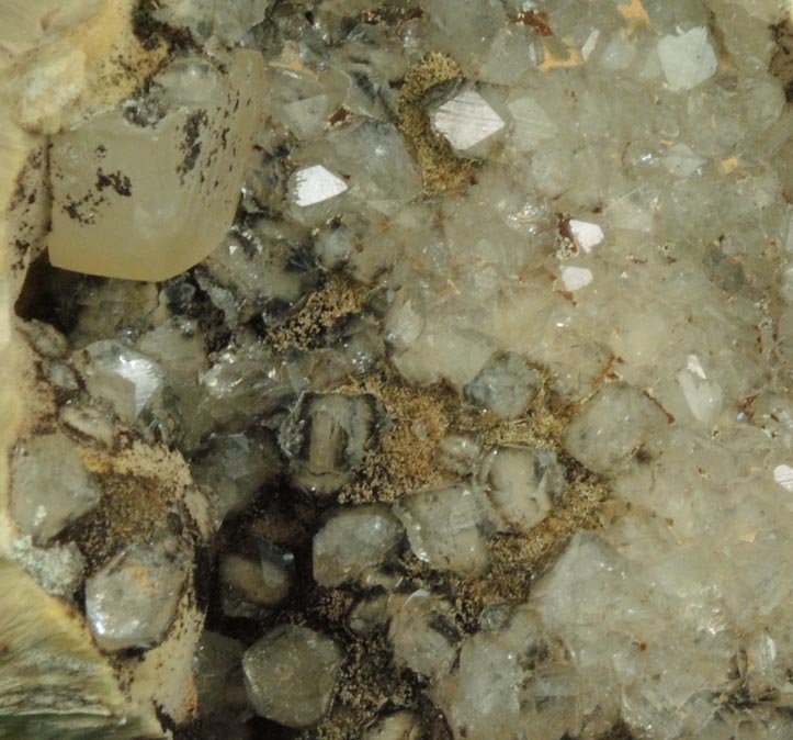 Apophyllite and Calcite on Pectolite from Millington Quarry, Bernards Township, Somerset County, New Jersey