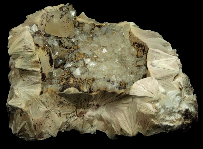 Apophyllite and Calcite on Pectolite from Millington Quarry, Bernards Township, Somerset County, New Jersey