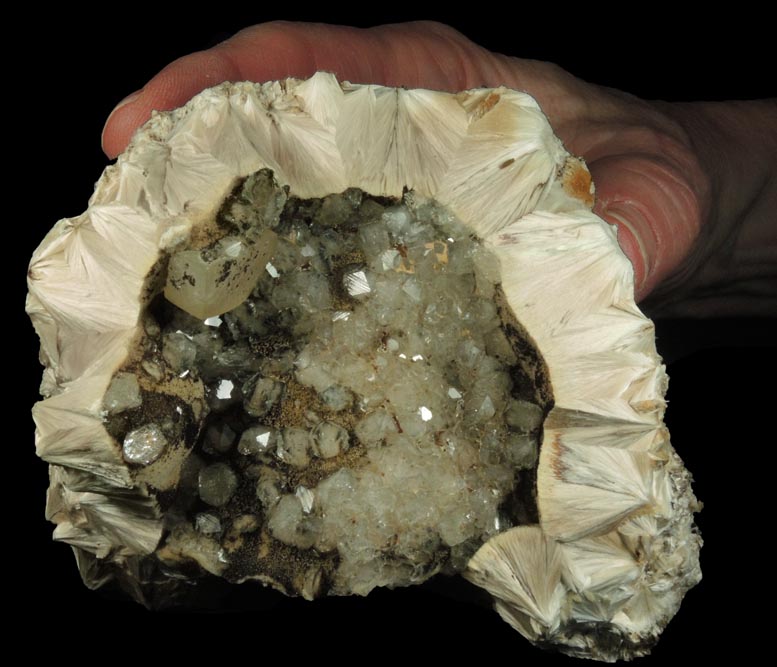 Apophyllite and Calcite on Pectolite from Millington Quarry, Bernards Township, Somerset County, New Jersey