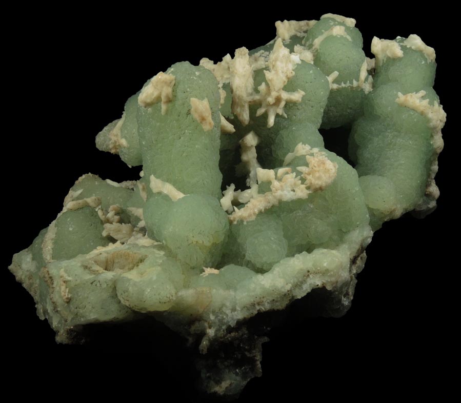 Prehnite pseudomorphs after Anhydrite with Calcite overgrowth from Upper New Street Quarry, Paterson, Passaic County, New Jersey