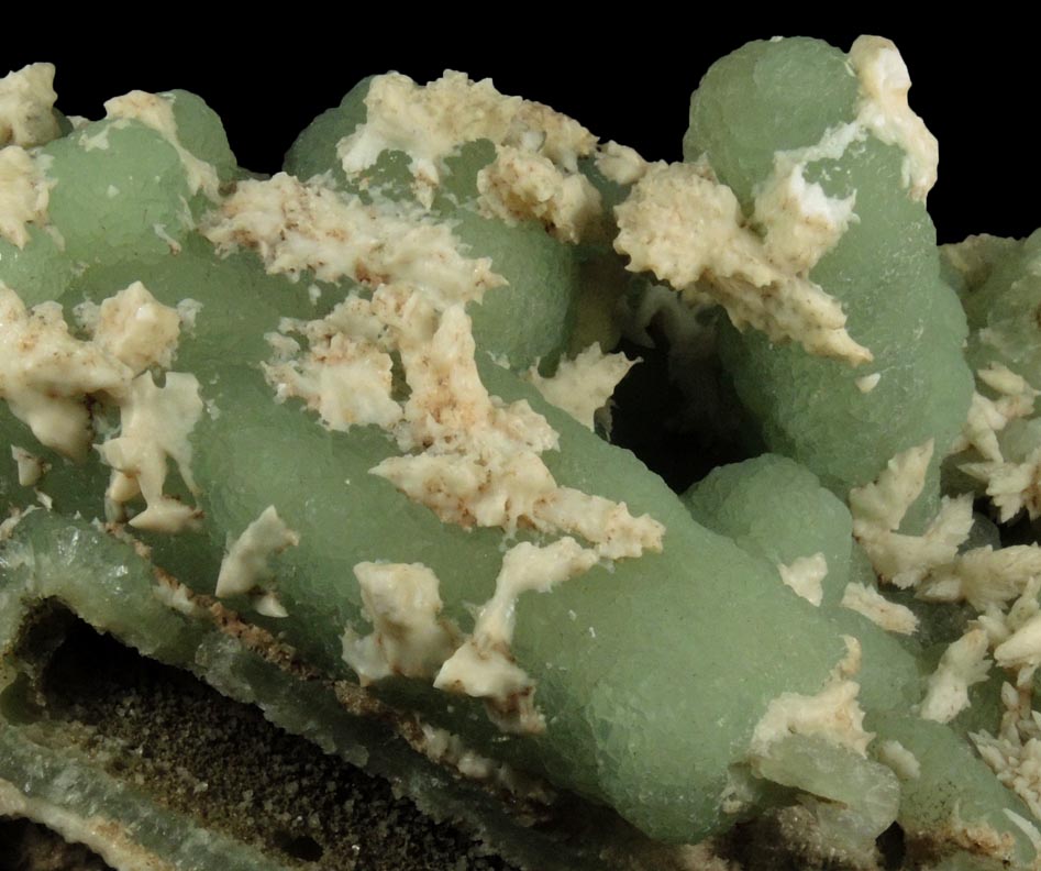 Prehnite pseudomorphs after Anhydrite with Calcite overgrowth from Upper New Street Quarry, Paterson, Passaic County, New Jersey