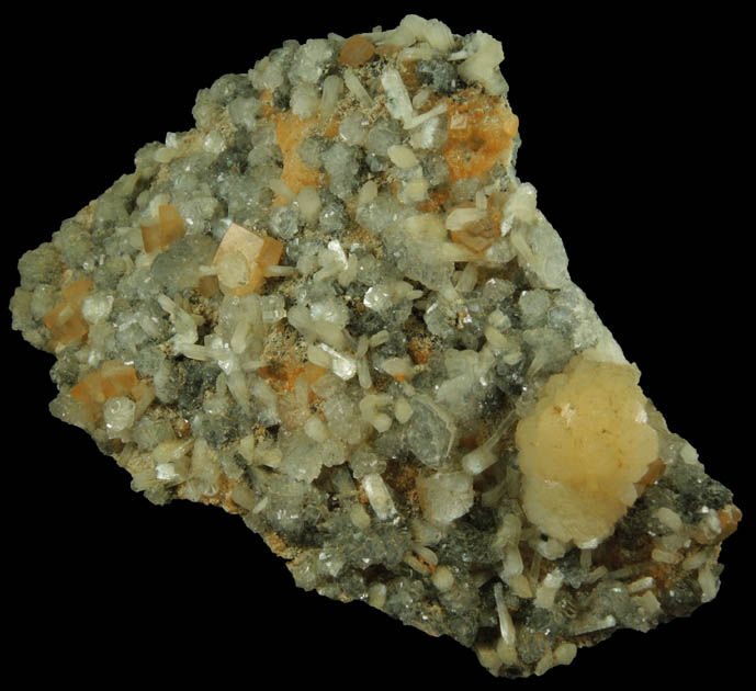 Heulandite, Stilbite, Calcite from Millington Quarry, Bernards Township, Somerset County, New Jersey